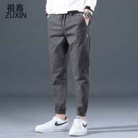 祖鑫2021潮牌纯棉做旧拼接哈伦裤男秋季宽松束脚工装裤潮流九分休闲裤子男