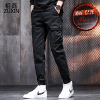 祖鑫2021秋季新款工装裤男士潮牌修身束脚裤韩版潮流休闲裤子男运动小脚裤