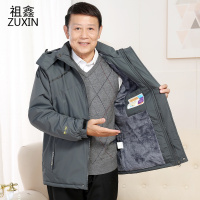祖鑫2021中老年人棉衣男加绒加厚冲锋衣爸爸冬装外套中年男装棉服冬季棉袄