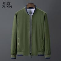 祖鑫2021中老年外套男春秋季年新款宽松棒球领纯棉休闲装爸爸男士夹克