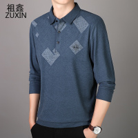 祖鑫2021爸爸秋装上衣服长袖T恤中年男士秋季薄款男装中老年人爷爷打底衫