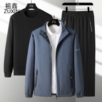 祖鑫2021爸爸秋装休闲运动套装秋季男士外套春秋中老年男装夹克长裤三件套