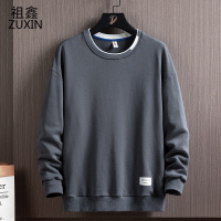 祖鑫2021卫衣男宽松长袖纯色黑色圆领套头衫百搭潮流外套春秋休闲情侣上衣