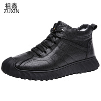 祖鑫2021新款冬季真皮羊毛男士棉鞋加绒保暖休闲棉皮鞋皮毛一体雪地靴