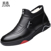 祖鑫2021男士棉鞋冬季真皮羊毛皮毛一体鞋子韩版加绒保暖高帮运动休闲皮鞋