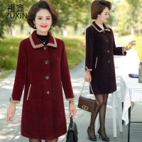 祖鑫2021妈妈秋装毛呢外套新款中年女装春秋长款仿仿水貂绒大衣秋冬风衣