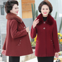祖鑫2021妈妈秋装毛呢外套新款中老年女装秋冬中长款呢子大衣女士春秋上衣