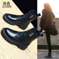 祖鑫2021马丁靴女鞋年新款春秋单靴真皮靴子秋季秋款厚底白色短靴