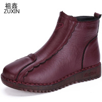 祖鑫2021冬季新款老北京布鞋牛筋底防滑耐磨中年妈妈女棉鞋加绒保暖女短靴
