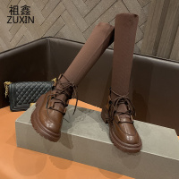 祖鑫2021马丁靴子女秋季薄款中筒年新款春秋单靴显瘦高筒瘦瘦弹力袜靴