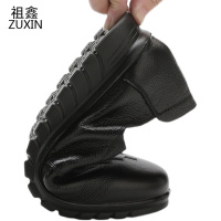 祖鑫2021新款真皮平底妈妈单鞋中老年人舒适防滑春秋单鞋女系带休闲款