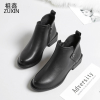 祖鑫短靴女2021年新款秋冬季马丁裸靴平底雪地切尔西大码女鞋春秋单靴