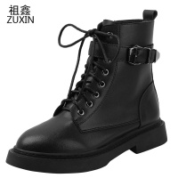 祖鑫靴子女短靴2021年新款冬季机车靴平底马丁靴秋冬大码女鞋春秋单靴