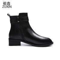 祖鑫靴子女短靴2021年新款秋冬季平底加绒大码女鞋瘦瘦马丁靴春秋单靴