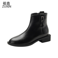 祖鑫马丁靴女2021年新款秋冬季女鞋英伦风平底春秋单靴真皮靴子女短靴