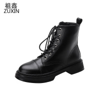 祖鑫马丁靴女英伦风2021年新款瘦瘦加绒雪地真皮潮ins大码平底短靴子