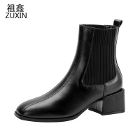 祖鑫高跟短靴女2021年新款秋冬季瘦瘦中跟粗跟小码女鞋子3233马丁靴子