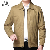 祖鑫2021中老年男装爸爸装翻领休闲夹克外套春秋季水洗全棉中年男士夹克衫