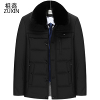 祖鑫2021冬季休闲棉衣男带毛领外套中老年人加绒加厚棉袄爸爸男装保暖棉服