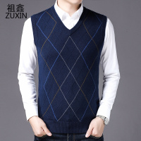 祖鑫2021春秋男装背心马甲中老年人冬季内穿保暖背心爸爸装无袖羊毛针织衫