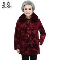 祖鑫2021老年人冬装女加绒棉衣服妈妈加厚外套毛领老太太衣服保暖奶奶棉袄