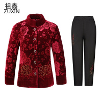 祖鑫2021老年人棉衣女加绒加厚老太太棉服70岁80妈妈冬装外套大码奶奶棉袄