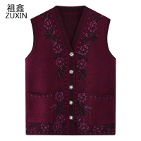 祖鑫2021中老年女毛衣开衫老人针织马甲春秋装妈妈保暖背心奶奶装冬装外套