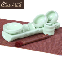 Cathylad汝窑杯架茶杯收纳架功夫茶具配件托盘杯垫杯架子