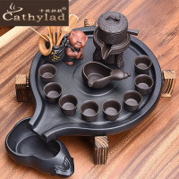 Cathylad 紫砂壶功夫茶具套装家用泡茶壶茶杯储水石磨茶盘茶海