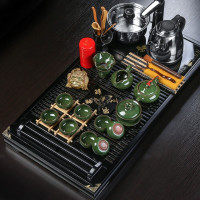 卡丝拉狄功夫茶具电磁炉自动上水四合一柯木茶盘排水实木紫砂茶杯家用套装