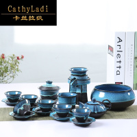 卡丝拉狄品牌建盏钧窑窑变天目釉功夫茶具套装半自动过滤家用陶瓷茶壶茶盘