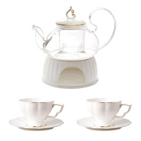 卡丝拉狄品牌下午茶茶具欧式茶具花茶杯套装陶瓷玻璃煮水果蜡烛茶壶