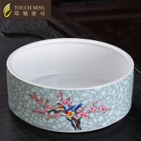 彩绘茶洗大号水洗笔洗茶碗白瓷功夫茶具配件