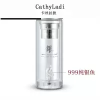 999银创意纯银鱼双层玻璃杯男女茶杯保温杯商务车载纯银茶滤水杯