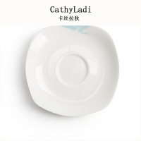 九色鹿方形玉瓷杯垫韩式小茶杯隔热杯垫白瓷居家简约茶道配件