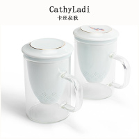 云谷玻璃杯马克杯带过滤水杯家用办公室泡茶杯耐热透明玻璃杯子