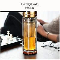 双层玻璃杯透明耐热大容量泡茶杯商务车载便携随手家用水杯