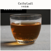 手工描金边品茗杯主人杯玻璃冰丝纹小茶杯茶碗耐热功夫茶具