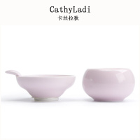 樱粉纯色茶具套装功夫茶具整套家用办公泡茶器喝茶盖碗茶壶套装