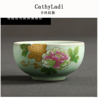 汝窑功夫茶杯单杯陶瓷品茗杯主人杯开片可养扒花汝瓷小茶碗