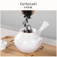 白瓷泡茶壶日式纯色家用办公功夫茶具陶瓷简约侧把小单壶泡茶器