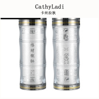 银杯子999纯银足银内胆男女雪花银茶杯杯竹节杯办公杯保温杯