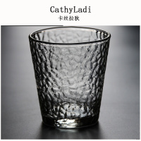 日式锤纹加厚耐热玻璃杯大号透明玻璃水杯绿茶杯牛奶果汁花茶杯