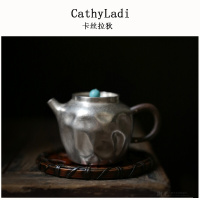 999银壶 绿松石 银壶 小号银壶凹凸锤纹泡茶壶