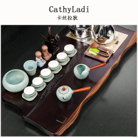 木整块实木茶盘功夫茶具中式紫砂茶杯泡茶器陶瓷套装家用简约