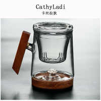 IKXO品牌3D磁悬内银饰玻璃杯泡茶杯高温加热办公杯花茶杯过滤分离带盖水杯