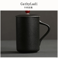 IKXO品牌创意简约水杯黑白马克杯个人茶杯办公杯日式个性陶瓷杯子