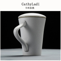 IKXO品牌马克杯过滤带盖陶瓷茶杯创意杯子简约办公杯家用泡茶水杯