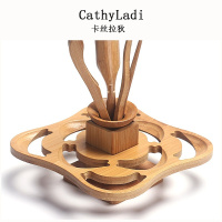 IKXO品牌多功能杯架茶道六君子竹制茶杯收纳架子沥水晾水架功夫配件