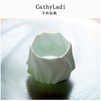 IKXO品牌隐青陶艺杯 主人杯 景德镇全手工陶瓷功夫茶杯 人文器物